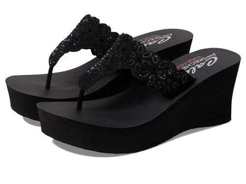 Skechers Women's Padma Flip-Flop, Black/Black, 9
