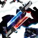 Retractable Plug-In Lightsaber Toy,Dual-Color LED Light Saber,2-in-1 Reversible Fingertip Spin Hilt Sword,Connectable Double-Blade Glory,Metallic Swung Play Cosplay Prop,Party Cool Lighting(1set)