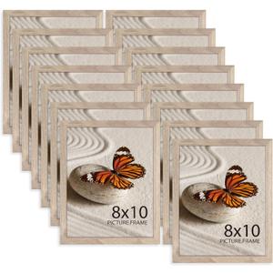 Memory Island 8x10 Photo Frames for Wall and Tabletop Display, 8 by 10 Walnut Wood Grain Picture Frames with HD Plexiglass, Set of 15