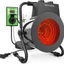 Buyplus Greenhouse Heater with Digital Thermostat, 1500W Outdoor Heaters for Patio, Overheat Protection & 3S Fast Heating, Electric Space Heater for Patio, Garage, Greenhouse, Flower House, Silver