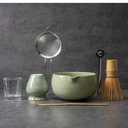 YIBO Matcha Whisk Set With Bowl, Ceramic Matcha Making Kit Includes Bamboo Whisk (Chasen), Holder Stand, Powder Starter Sifter, Scoop, Measuring Spoon & Cup Tea Tools For Ceremony (Mottled Green)