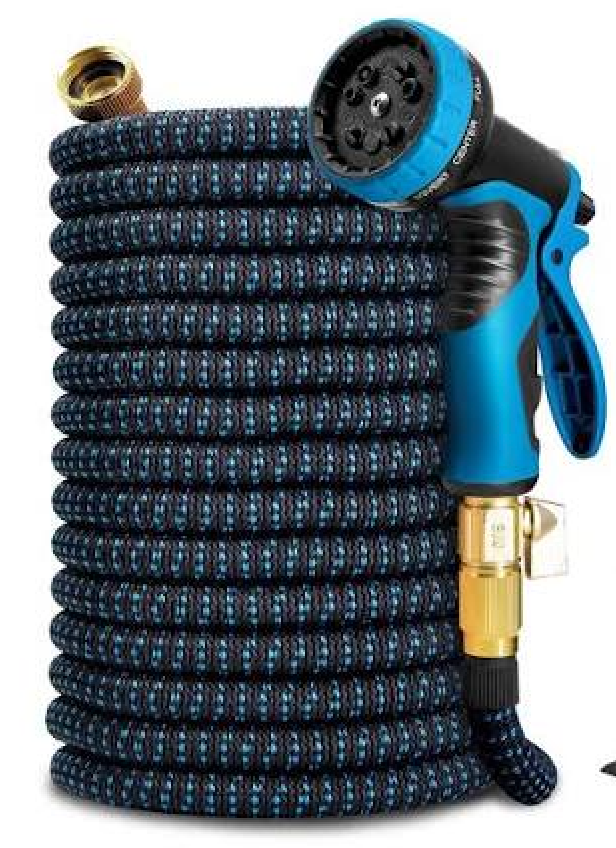 Expandable Garden Hose 100FT-Expanding Water Hose with Thumb-Controlled 10 Spray Nozzles&3750D Outer Fabric, Durable Collapsible Latex Core, Ultra Lightweight & Flexible