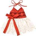 AOVCLKID Girls Princess Costume Little Girls Movie Cosplay Outfits with Accessories(6 Years,Red)