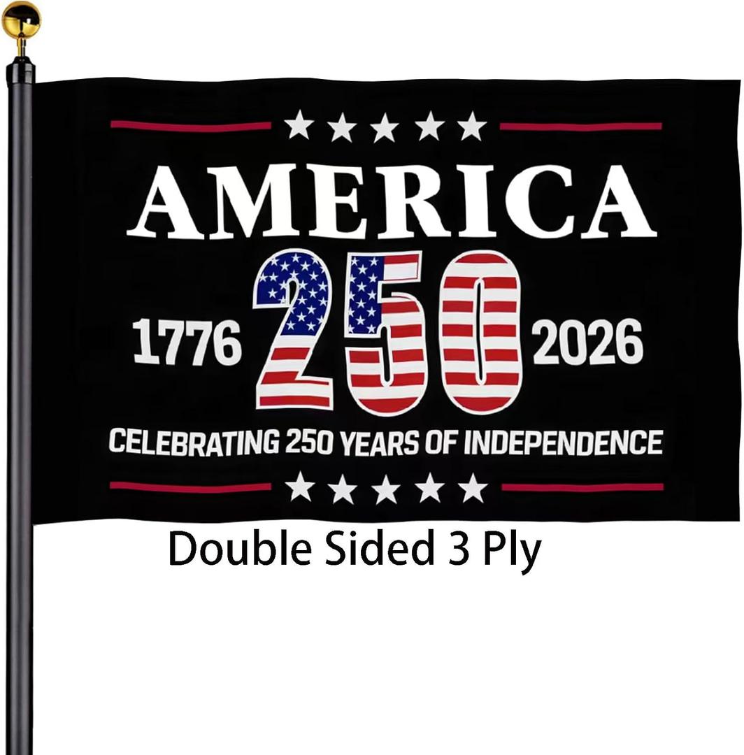 250 anniversary USA Flags 3x5 Outdoor Double Sided 3 Ply Heavy Duty 250 Years Flags Banner for Outside with 2 Brass Grommets UV protection Fade Resistant for Indoor Outdoor