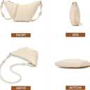 Woven Small Crescent Purse Small Crossbody Bags Mini Crescent Crossbody Bags for Women Woven Croissant Phone Purse (White)