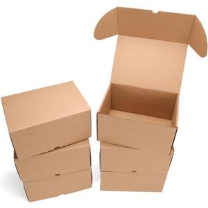 10x7x5 Shipping Boxes Set of 6, Medium Cardboard Boxes with Arch Opening, Brown Mailing for Small Business (10x7x5 inch)