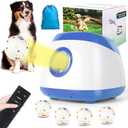 Automatic Ball Launcher for Dogs, 40-80Ft Distance Dog Ball Thrower Launcher, Rechargeable Automatic Dog Balls Launchers with 4 Balls (2.5"), Remote Control Thrower for Medium/Large Dogs (Blue)