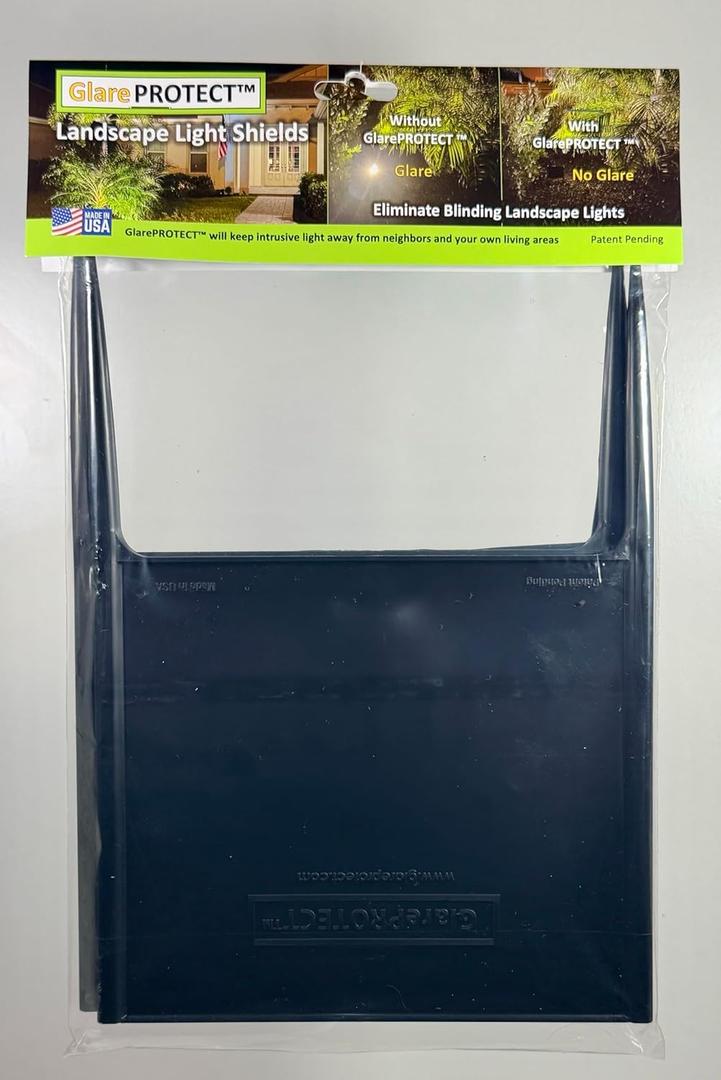 GlarePROTECT Patented Landscape Light Glare Shield (2-Pack) Outdoor Lighting Glare Blocker, Stop Blinding Lights for Garden & Pathway, Made in USA