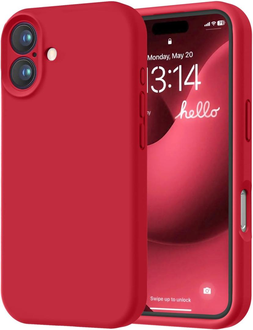 LOVE 3000 Designed for iPhone 16 Case, Premium Silicone with [Soft Anti-Scratch Microfiber Lining] Shockproof Protective Phone Case for Men Women Girls 6.1", Red