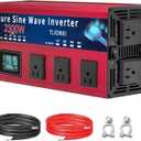 2300W Pure Sine Wave Inverter, DC 12V to AC 110V Power Inverter with 5 AC Outlets, LCD Display,4600W Peak 12 Volt Converter, Suitable for RV, Camping, Home & Emergency