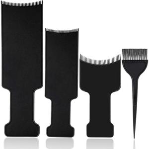 Mudder 4 Pcs Balayage Highlighting Board and Brush Kit 1 Hair Dye Brush and 3 Balayage Highlighting Board with Teeth Black Hair Dye Comb for Women Hairstylist Accessories