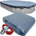Robelle 18 x 33 ft Commercial Premier Oval Cover for Above Ground Pools | Blue Pool Cover, 4 ft Overlap (22 x 37ft Cover Size), Solid 12 x 12 Scrim, 3.7 oz/yd2, 18-Year, Style: 341833-4A