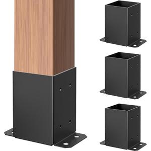 4x4 Post Base, 4x4 Post Bracket 4Pcs, Inner Size 3.6x3.6 inch Fence Post Anchor, Wood Post Brackets for Pavilion Deck Railing Support Deck Base Plate