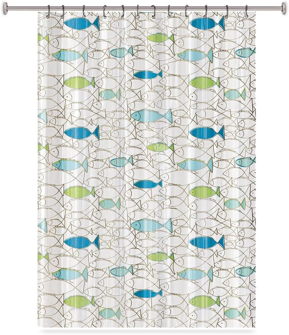 Splash Home Chummy PEVA 5Gauge Shower Curtain, for Bathroom and Bathtub, No Chemical Smell, Waterproof Curtains with 12 Rustproof Metal Grommet Holes 70W x 72H Inch - Lime Splash Home Chummy PEVA 5Gauge Shower Curtain, for Bathroom and Bathtub, No Chemical Smell, Waterproof Curtains with 12 Rustproof Metal Grommet Holes 70W x 72H Inch - Lime