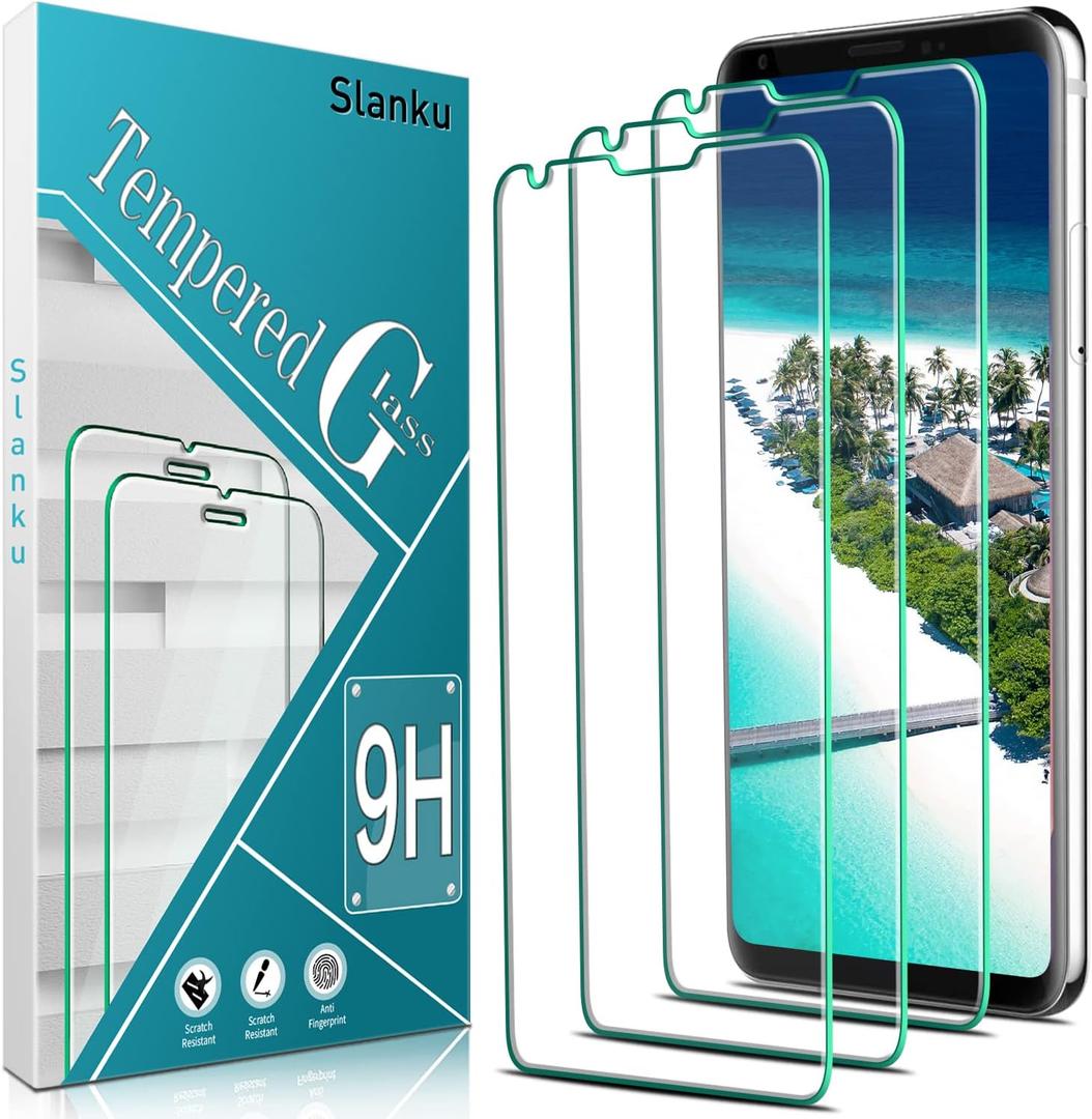 Slanku 3-Pack Screen Protector for LG V30, V30 Plus, V30s ThinQ, V30s Plus ThinQ, V35 ThinQ [6.0-inch], Tempered Glass Screen Protrctor, No Bubbles, No Dust, 9H Hardness, Anti-Scratch