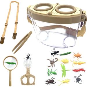 Bug Catcher Kit, Kids Bug Collection Kit, Outdoor Nature Explorer Kit, Science Educational Kit with Tweezers, Magnifying Glass, Bug Observation Container(Gold), 3x5x4 inches