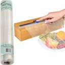 Plastic Wrap Dispenser with Cutter & Compostable Plastic Wrap Roll  Bulk Roll 400 Sq Ft - ASTM D6400 Certified Refill Roll, Durable Food-Safe Eco Friendly Alternative