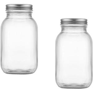 Storage Jars for Kitchen,Storage Jars,Coffee Bean Jars,2pcs Honey Container Glass Canister with Lid Clear Container Glass Transparent Jam Storage Bottles Tiny Jars(1000ML)