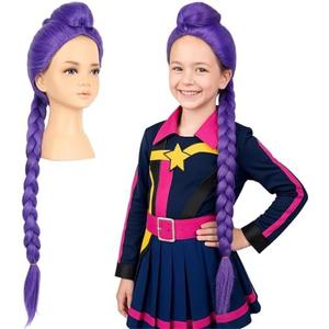 morvally 33.5 Inches Purple Long Braided Ponytail Wig - Anime Cosplay Wigs for Halloween Costume Party (Purple)