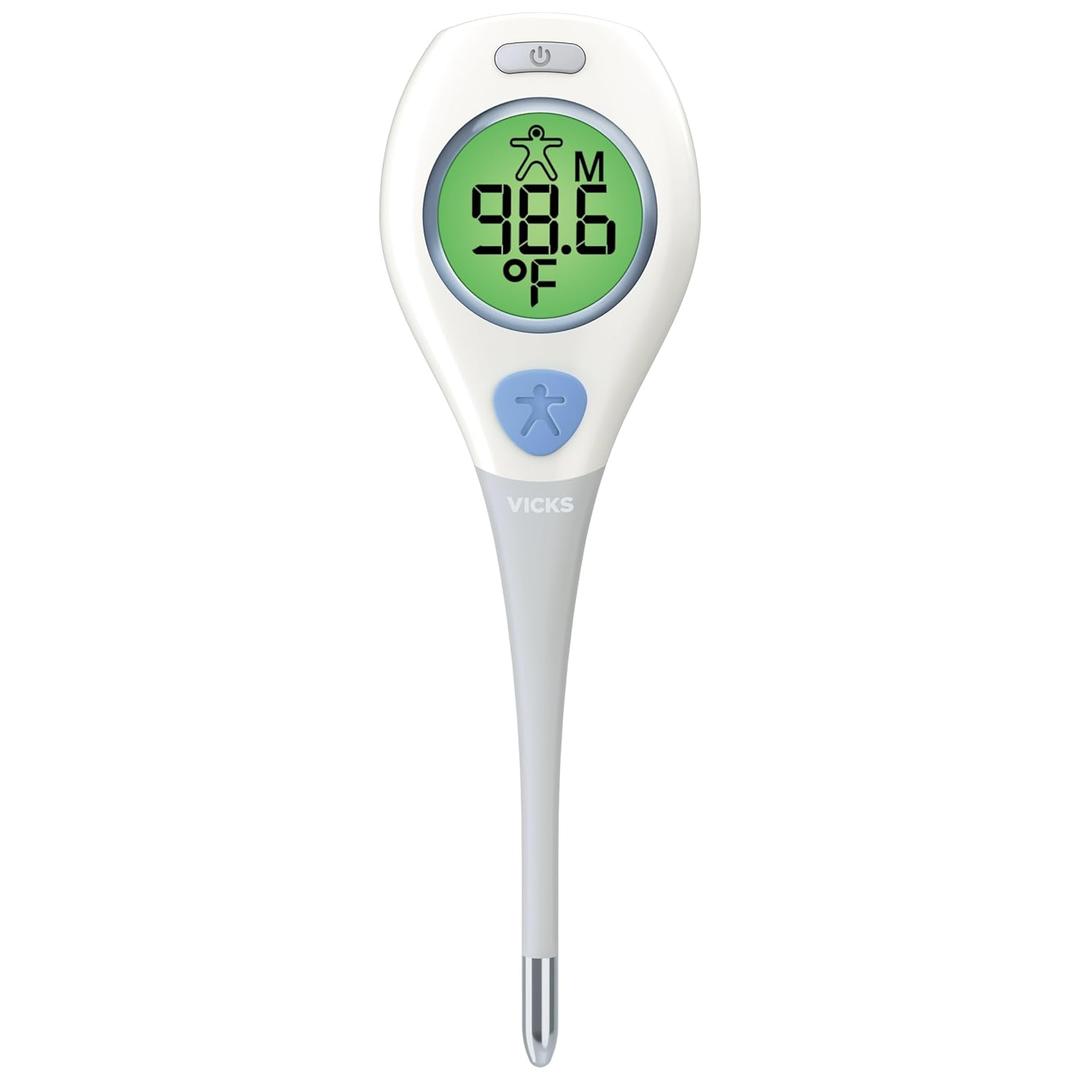 Vicks RapidRead Digital Thermometer, Temperature Readings in 2 Seconds, Use as Oral Thermometer, Baby Rectal Thermometer or Under The Arm, Water Resistant