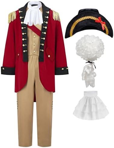 aicoaub Mens George Washington Costume Founding Father Costume Adult Hamilton Colonial Revolutionary War Outfit with Wig Hat XL