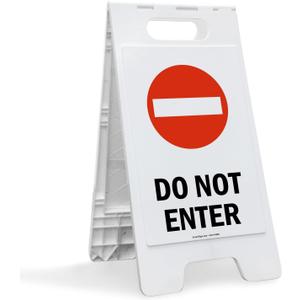 SmartSign 25 x 12 inch Do Not Enter Two-Sided Folding Floor Sign, Digitally Printed Plastic, Red, Black & White