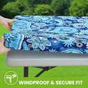Smiry Spandex Fitted Tablecloth for 6 Foot Rectangle Tables, Washable Picnic Table Cover with Elastic, Stretch Reusable Table Cloth for Outdoor, Camping, Dining & Kitchen (Blue Paisley, 30"x72")