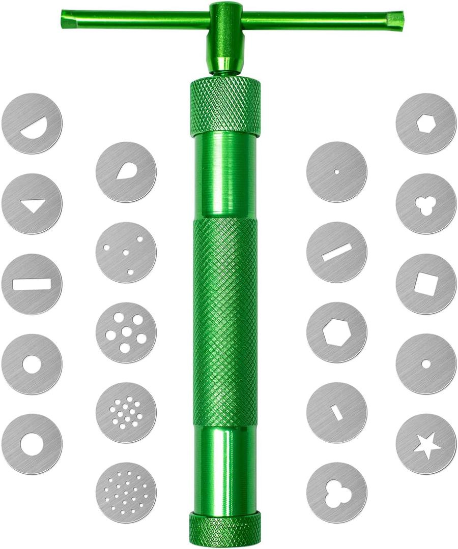 Polymer Clay Tools, Clay Extruder, Sugar Paste Extruder, Cake Fondant Tool Set for Decorating, Ceramics & Pottery Clay Extruders Mixers & Presses (Green)