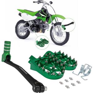 JFG RACING Motorcycle Folding Gear Shifter Shift Lever + Dirt Bike Foot Pegs CNC Universal for KX KLX 50cc - 125cc CRF XR RM TTR PW SSR Apollo TAO TAO SDG 50cc - 125cc Dirt Pit Bike Green
