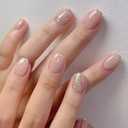 Curvlife Soft Gel Press on Nails 30pcs Fake Nails with Design Full Cover False Nails for Women Reusable Nail Kit with Nail Glue Adhesive Tabs Nail File (Gilt silver) (24 pieces)