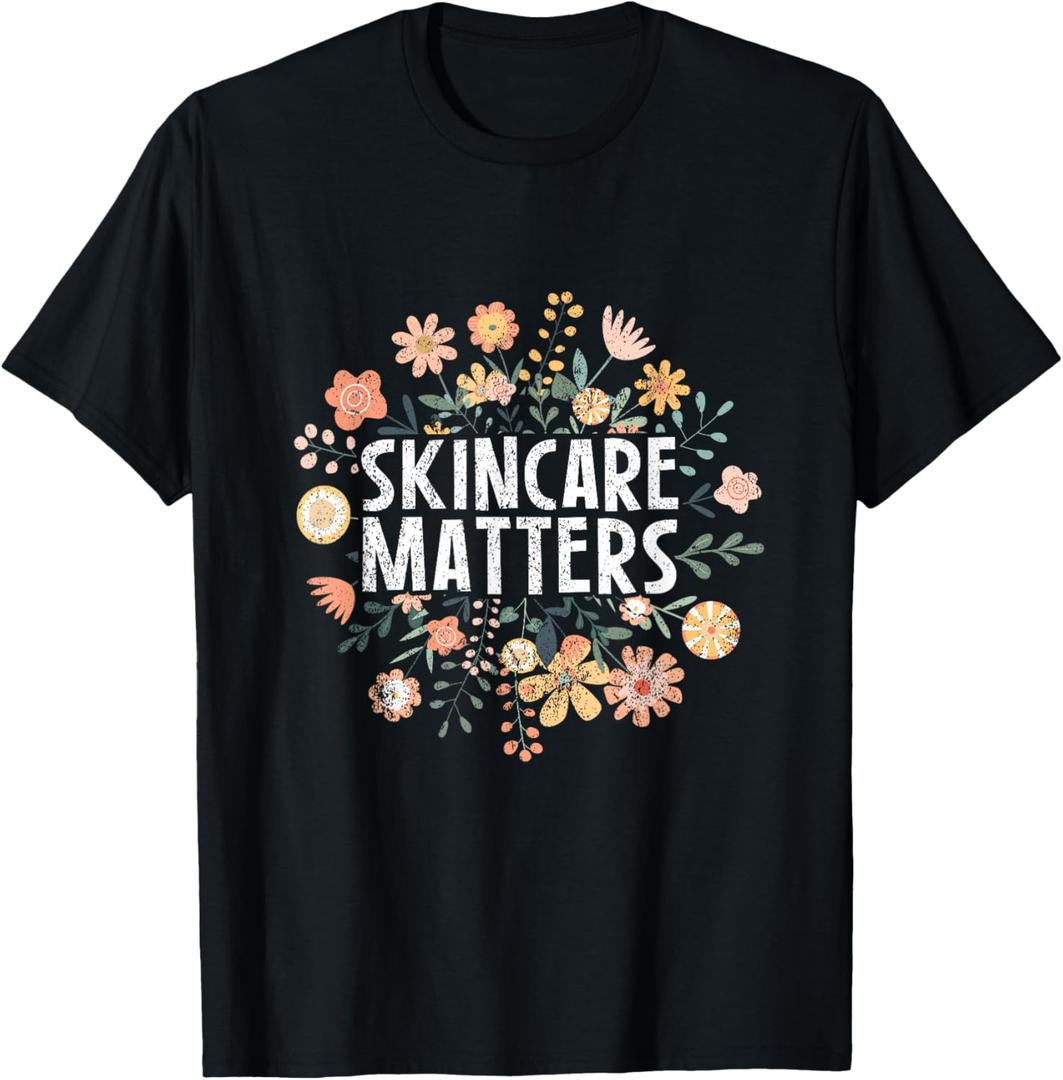 Vintage Skincare Matters Flowers Skin Esthetician Skincare T-Shirt, Medium