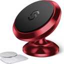 SYNCWIRE Magnetic Phone Car Mount, Car Phone Holder for Dashboard, Cell Phone Car Kits, 360 Adjustable Magnet Cell Phone Mount Compatible with iPhone, Samsung, LG, GPS, Mini Tablet - Red