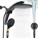 Shower Head with filtered Handheld High Pressure daul Shower Heads with Handheld Spray Combo and 10 Sprays Handheld Shower Head Detachable Shower head Built-in Magnetic Docking and Power Jets Black