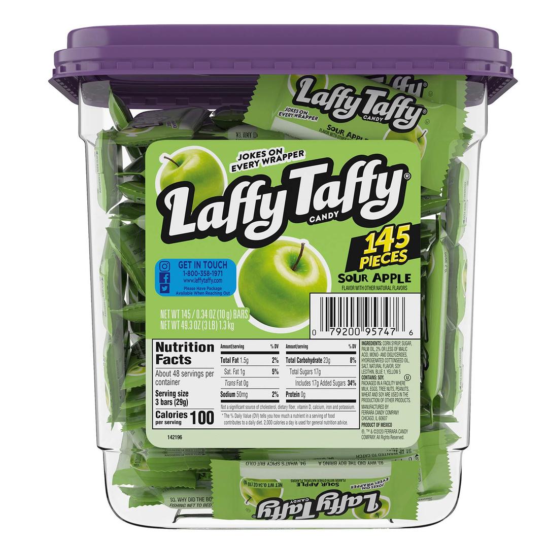 Laffy Taffy Candy, Sour Apple Flavor, 145 Pieces (49.3 Ounce (Pack of 1)), BB Date Not Found