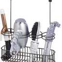 mDesign Metal Bathroom Storage Tool Organizer Accessory Basket Tray - Hang Over Cabinet Door - Storage for Hair Dryer, Straightener, Curling Iron & Hair Styling Products - Concerto Collection, Bronze