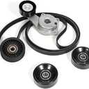 Dilomber 90K38274A Drive Serpentine Belt Tensioner Idler Pulley Complete Kit Fit for Ford F150 F250 F350 Explorer Lobo Expedition Lincoln, 5.4L 4.6L 20052014 Replace ACK061025, DBK061025B w/Gloves