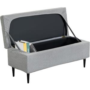 Ottoman Covers, Stretch Folding Storage Stool Slipcover Furniture Protector, Rectangle Bench Footstool Cover with Elastic Bottom, Soft Jacquard Fabric Removable Washable, Medium (04)