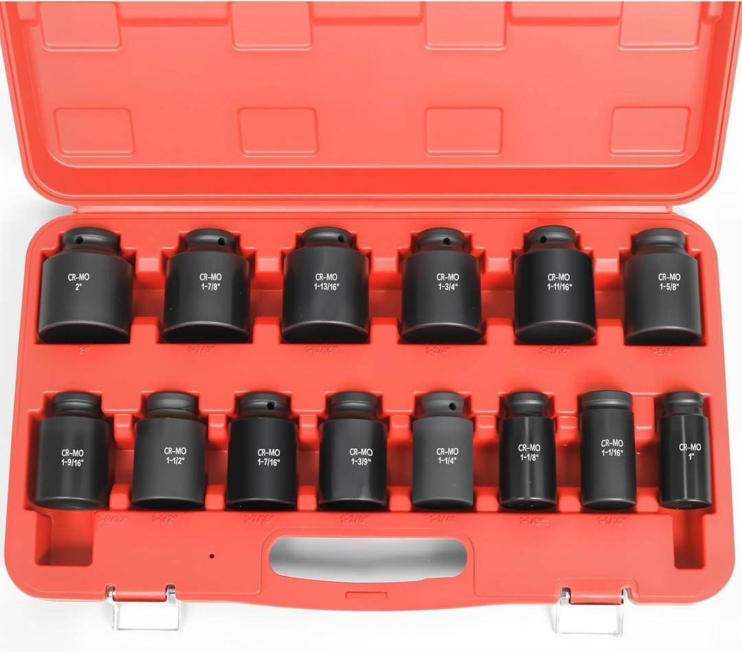 TONYNOL 3/4" Drive Deep Impact Socket Set,14 PCS,SAE (1"-2"),6-Point