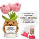 Gossby Handmade Positive Tulip Flower Crochet - Sometimes You Forget You're Awesome - Inspirational Gift for Women - Birthday, Appreciation, Positive Gift for Teacher, Mom, Friend, Coworker