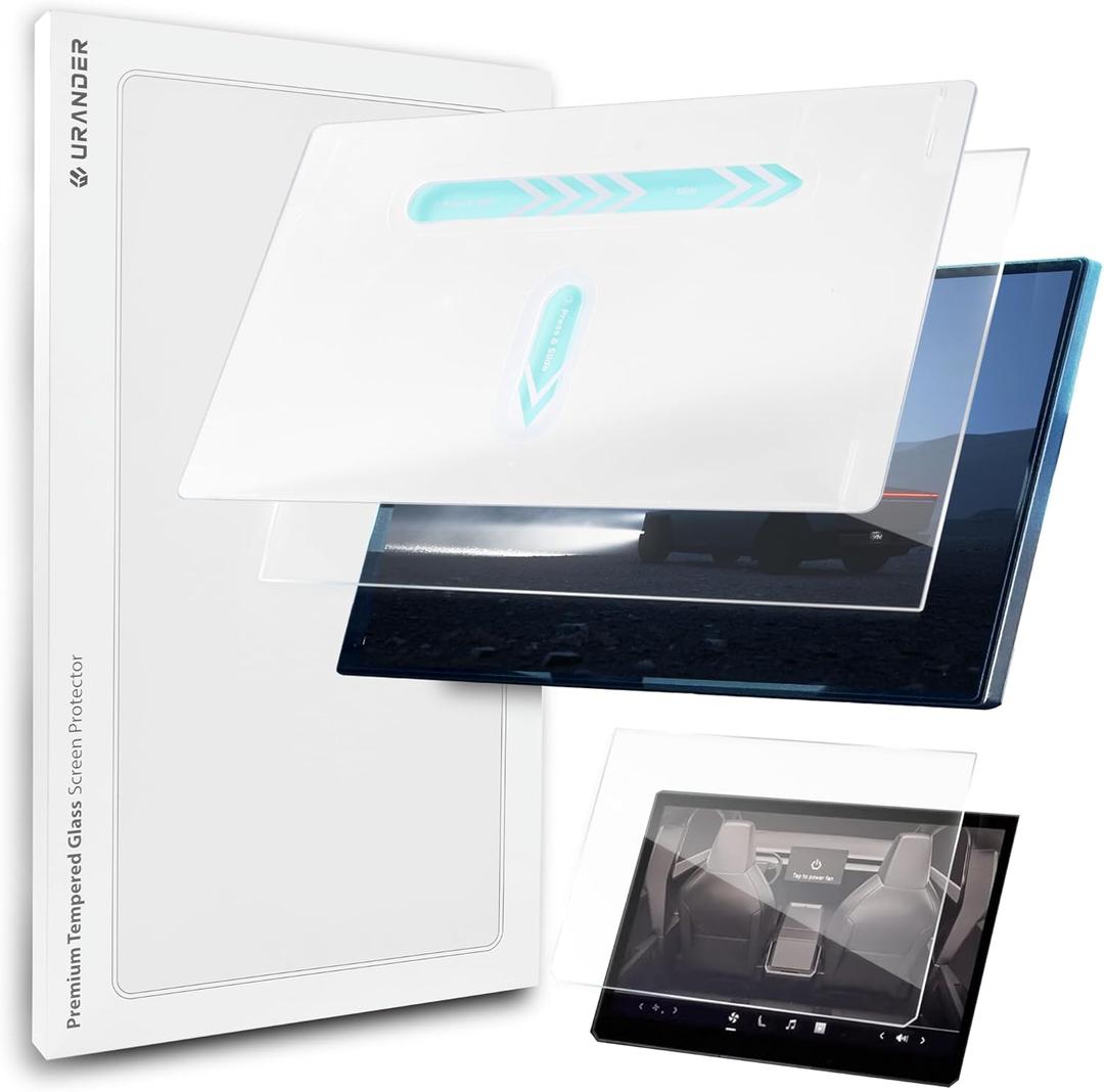 Cybertruck Premium Tempered Glass Screen Protector for 18.5" Front & 9.4" Rear Screen, Matte/Anti Glare/Anti Finger Print, Set of 2 Front & Back, with Self-Alignment Installation Kit