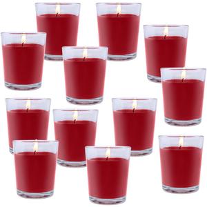 20 Packs Unscented Red Votive Candles in Glass Bulk Small Soy Wax Candles for Home Party Weddings Holiday, 20 X 1.8oz Red