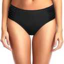 Tempt Me Women Bikini Bottoms Mid Waist Bathing Suit Swimsuit Ruched Swim Bottom XS