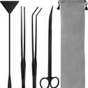 Aquarium Aquascape Tools Kit, 4 in 1 Anti-Rust Aquatic Plant Aquascaping Tool Stainless Steel Black Tweezers Scissors Spatula for Aquarium Tank Clean Fish Tank Aquascape Tools Sets (Black)