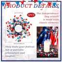 6 Pcs Mini 4th of July Candle Ring Wreaths Patriotic Red White and Blue Artificial Pillar Candle Holder Wreath for Farmhouse Independence Day Memorial Day Porch Front Door Cabinets Table Decoration