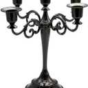 5 Candle Metal Candelabra Candlestick Holders 10.24 inch Tall Candle Holder Wedding Event CandelabraBlack (Large)