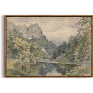 KISSFOX Vintage Framed Wall Art Decor Rustic Landscape Pictures Wall Decor Spring Wildflowers Scenery Canvas Art Prints Countryside Cottage Paintings Artwork For Bedroom Living Room Kitchen, 8x10