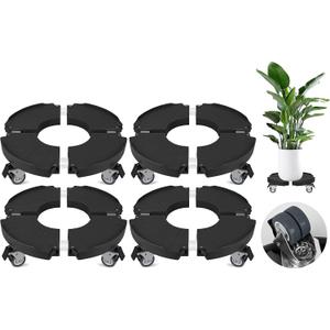 ToLanbbt 4 Pack Plant Caddy Stands with 360° Wheels Adjustable 15-22 in Rolling Stands Heavy Duty Large Plant Carts Dolly with Casters 440lbs Capacity for Large Planter, Garden Pot, Flower Pot, Black