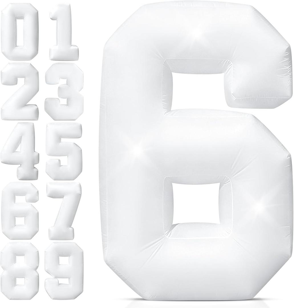 5FT Giant Inflatable Number 6 Decoration, Easy Setup Reusable Blow Up Marquee with Built-in 3 LED, 6th Birthday Party Supplies for Boys Girls, Indoor Outdoor Decor for Anniversary Celebrations