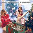 WDZREE Large Christmas Ornament Storage Box,4 Tier Holds Up to 128 Holiday Ornaments 3-Inch, Xmas Decorations Accessories Bag with Dual Zipper Closure,Made of Durable 600D Oxford Fabric (Green)