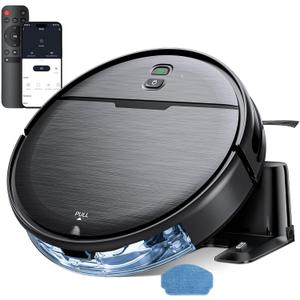 Robot Vacuum and Mop Combo, 2300Pa Strong Suction, 2-in-1 Dust Box and Water Tank, Works with Alexa/Google Assistant, Long Runtime, Schedule, Quiet, Ideal for Hard Floors, Low-Pile Carpets and Pets